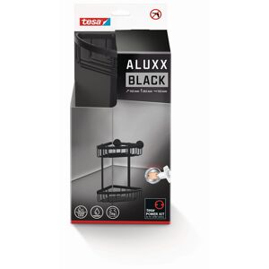 Eck-Duschkorb 'Aluxx Black ' mattschwarz zweistöckig mit Klebelösung 26,2 x 16,3 x 16,3 cm