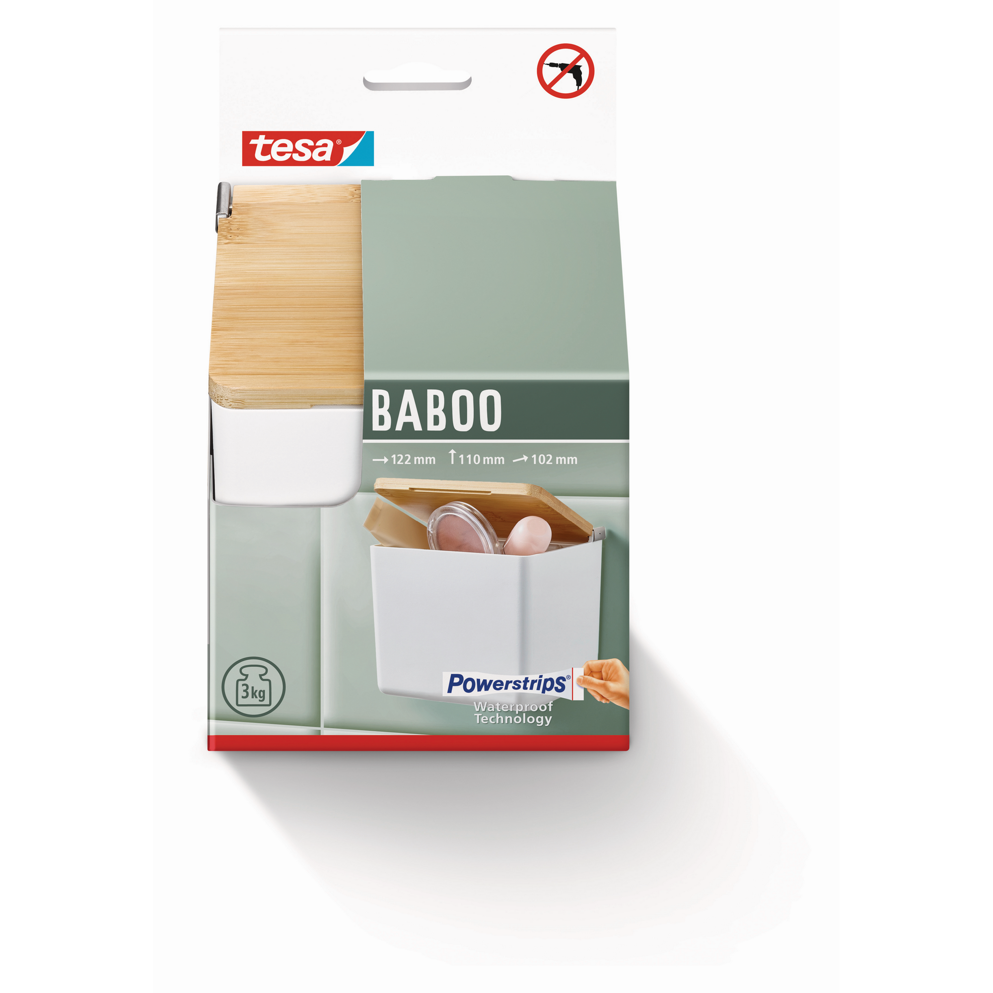 Aufbewahrungsbox 'Baboo' klein mattweiß 12,2 x 11 x 10,2 cm mit Bambusdeckel + product picture