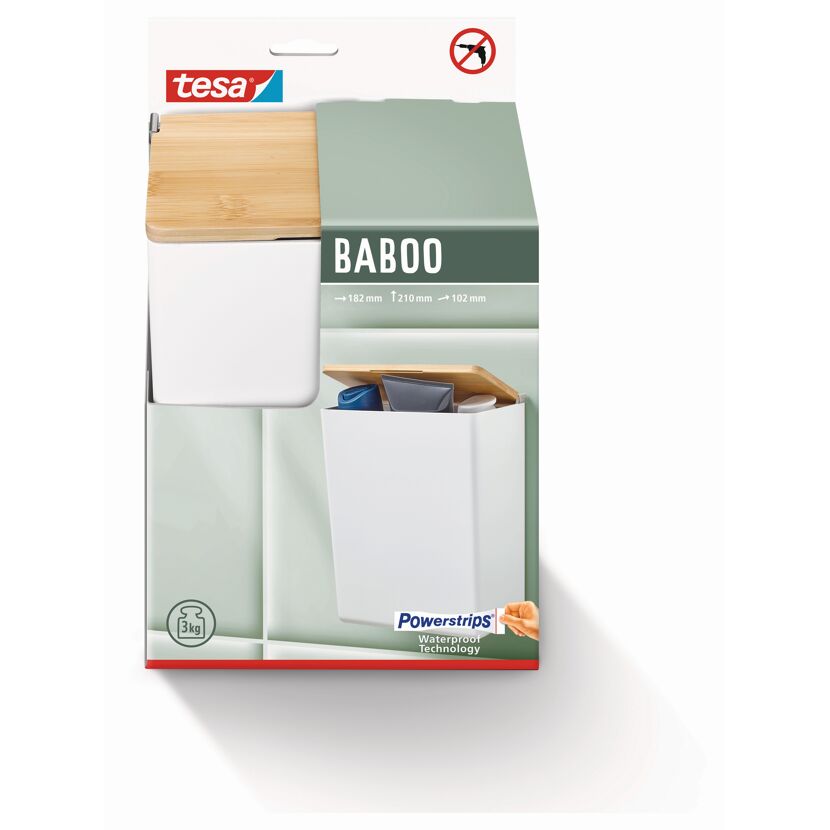 weiße Badaufbewahrungsbox Baboo mit Bambusdeckel