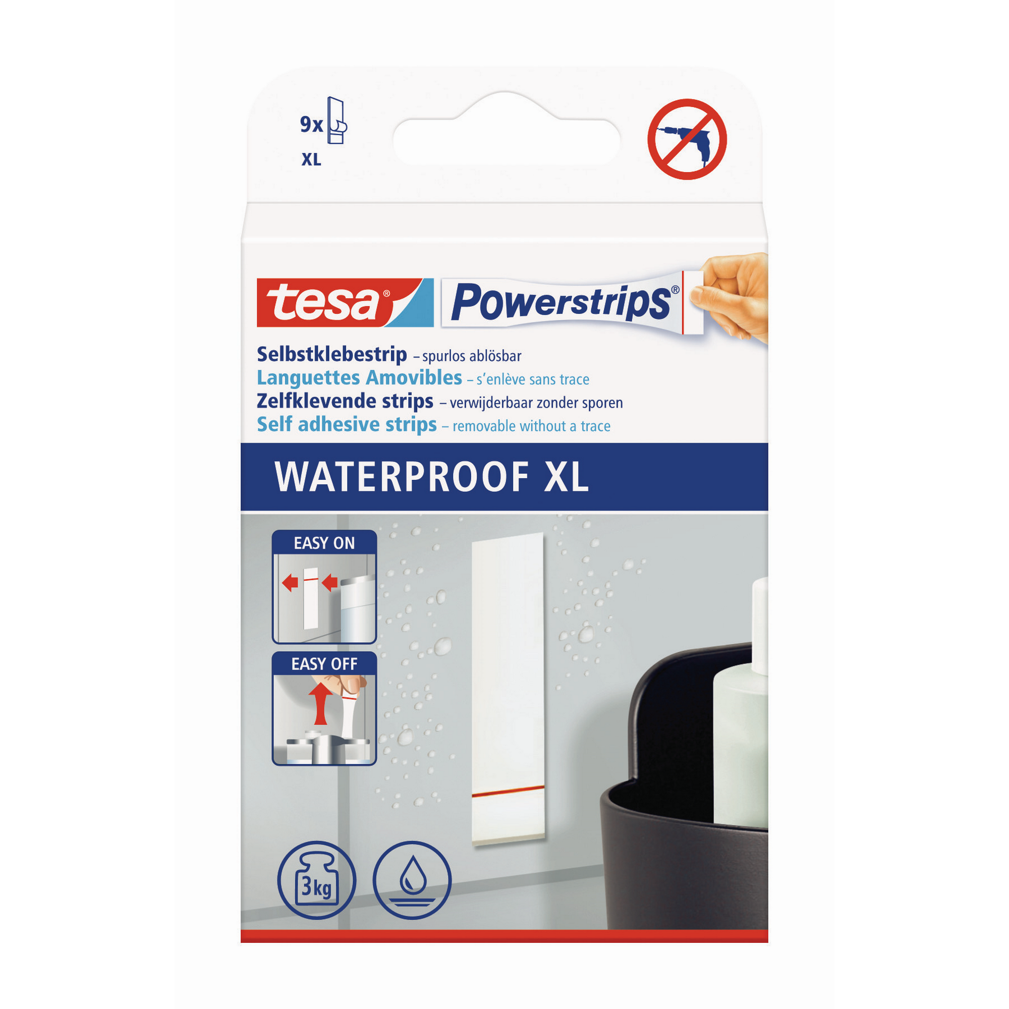 Powerstrips 'Waterproof XL' selbstklebende Befestigungslösung für Bäder 9 Stück + product picture