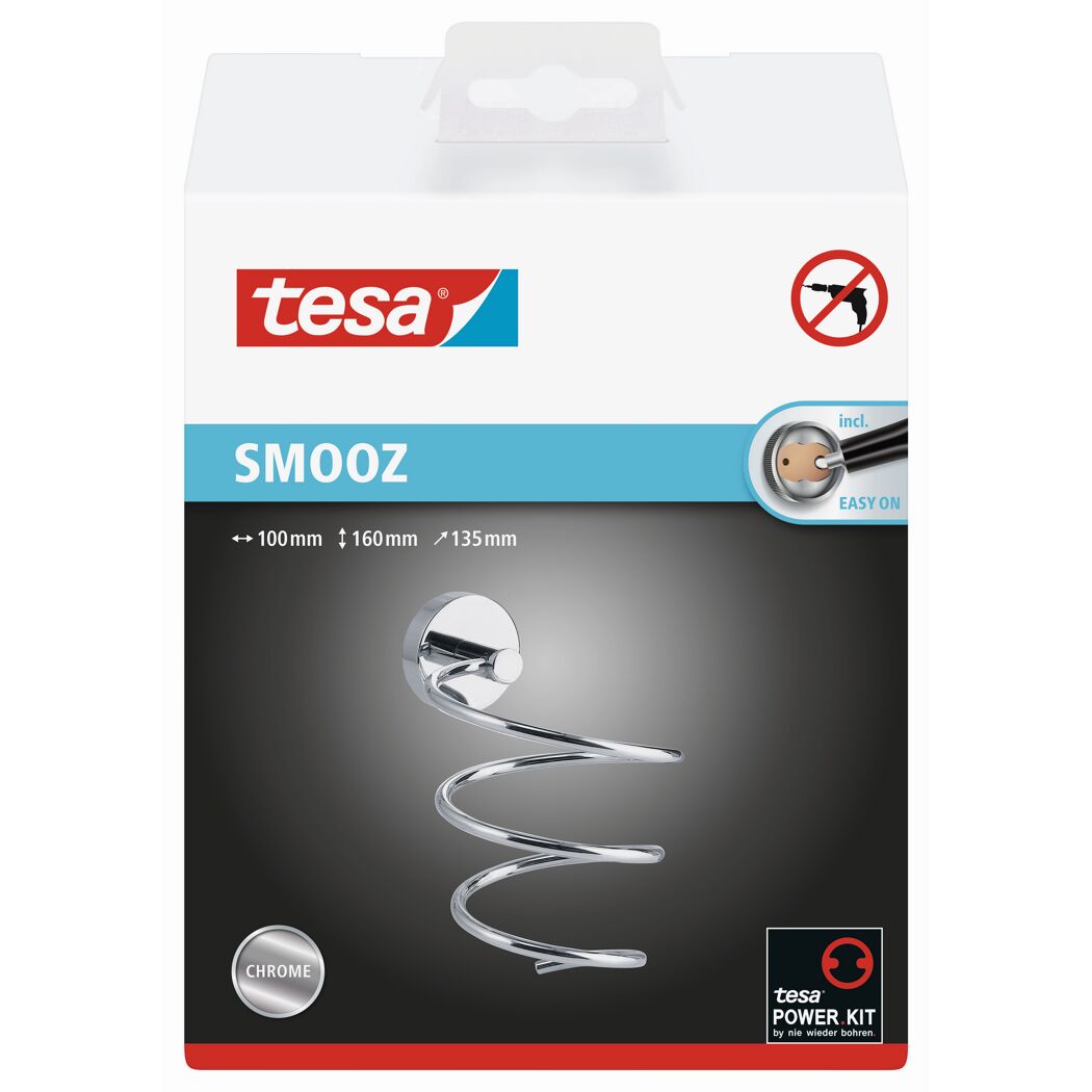 Tesa Smooz Seifenhalter, Chrom, inkl. Befestigungsmaterial ohne Bohren