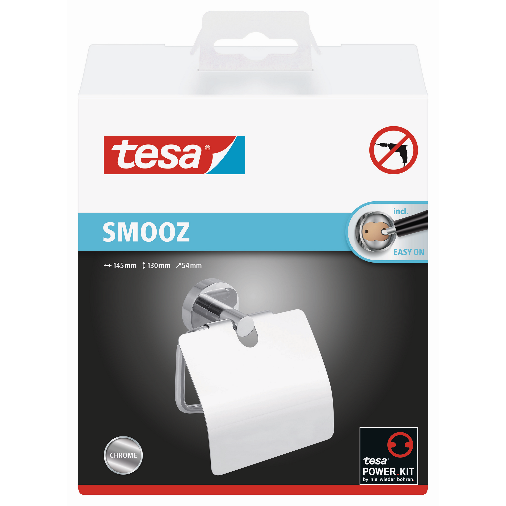 WC-Papierrollenhalter 'Smooz' verchromt mit Deckel und Klebelösung 14,5 x 13 x 5,4 cm + product picture