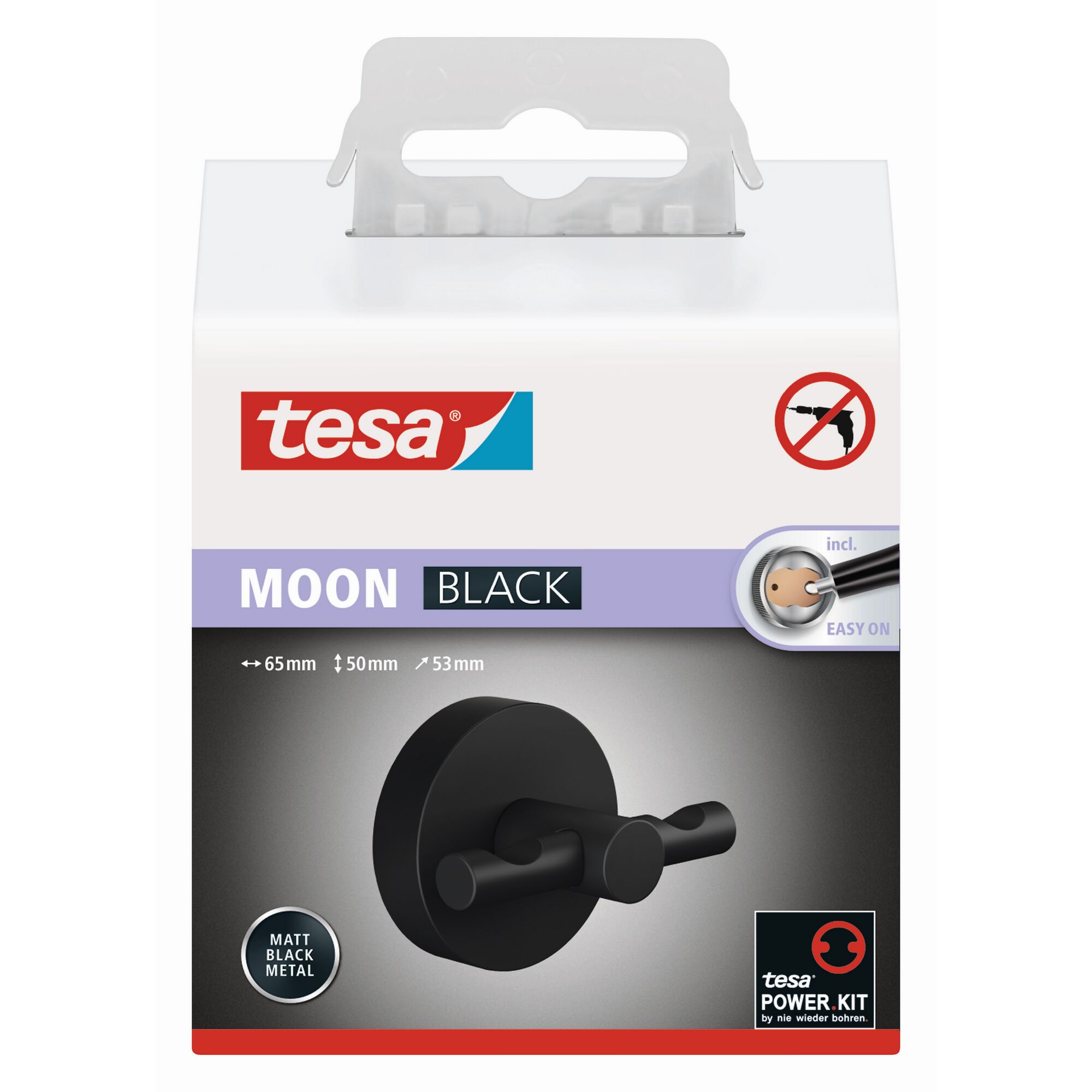 Schwarzer, matter Doppelhaken von Tesa