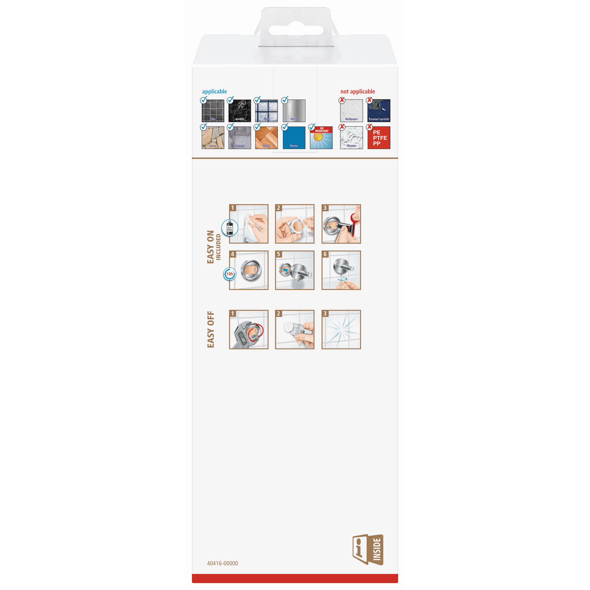 Toilettenbürstenhalter 'Exxclusiv' Edelstahloptik mit Klebelösung 9,8 x 44,5 x 13,8 cm + product picture