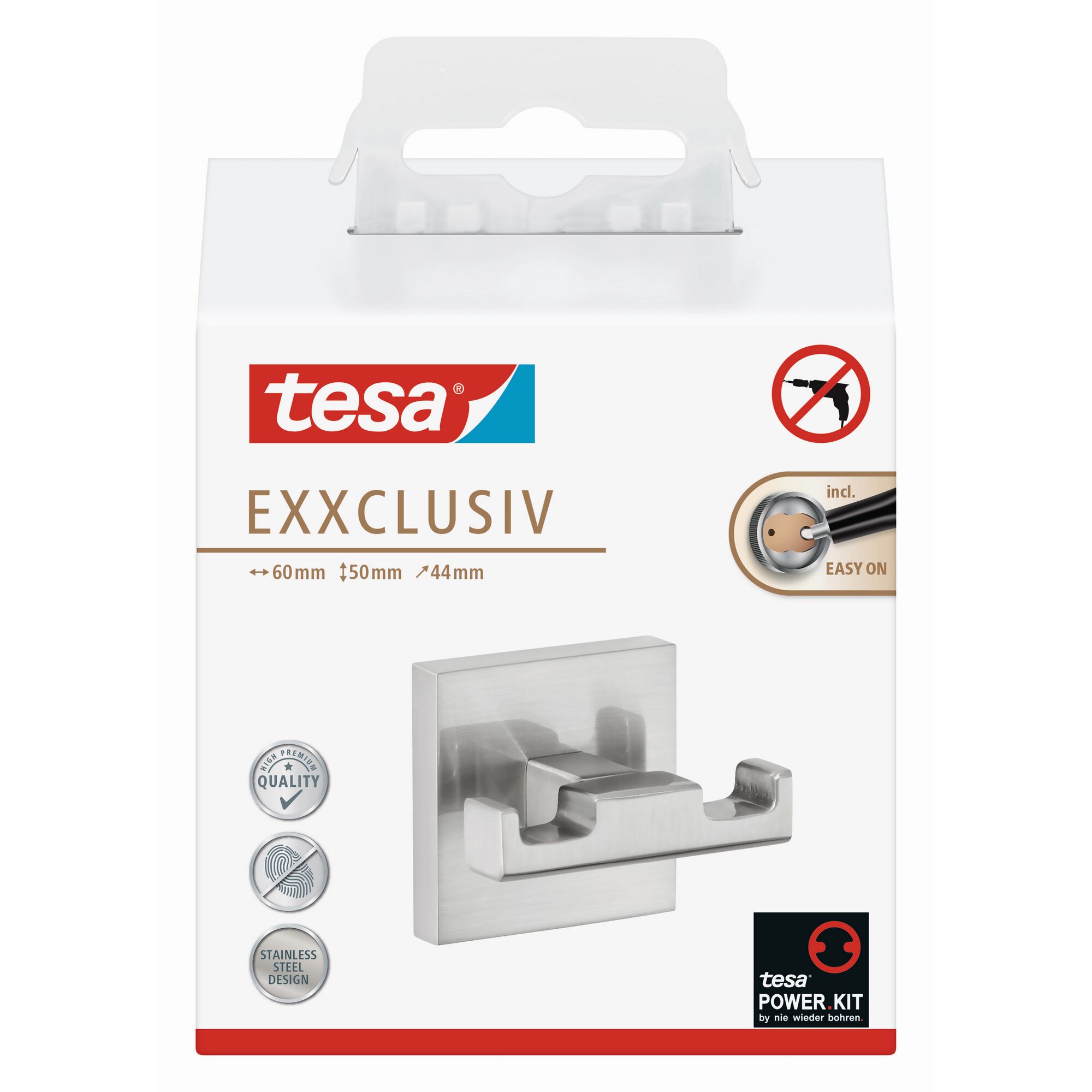 Tesa Exxclusiv Doppelhaken Edelstahl