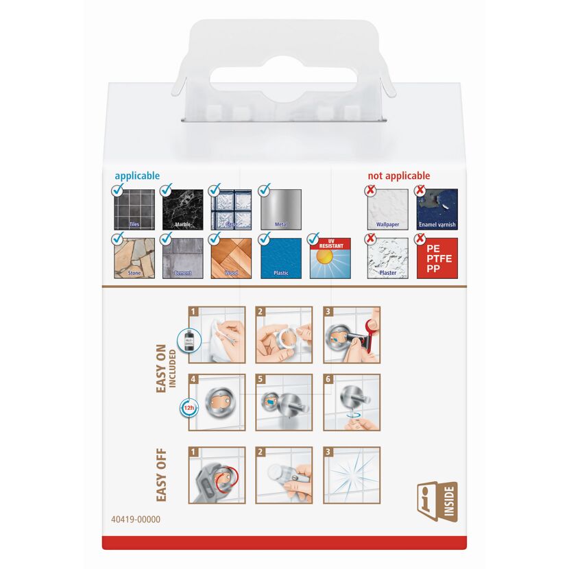 Klebehaken, Verpackung mit Anwendungsbeschreibung