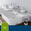 Waschbecken der Serie Paris mit Seifenablage und Wasserhahn