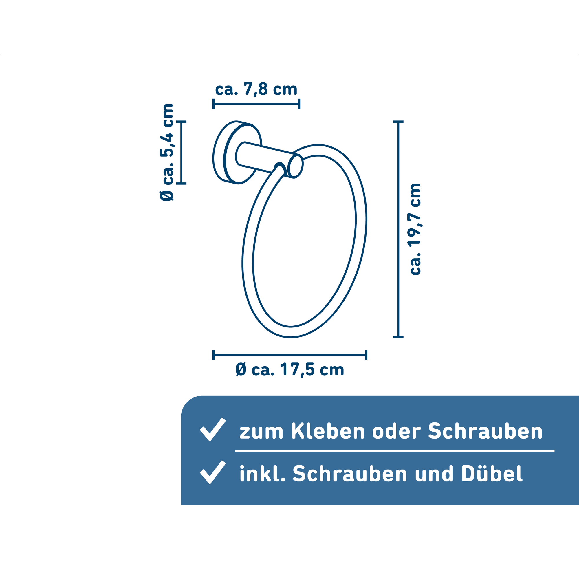 Handtuchring chromfarben Ø 17,5 cm + product picture