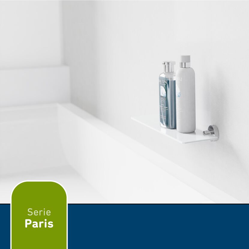 Glasablage Paris mit Badprodukten