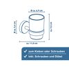 Schwarzer Zahnputzbecher mit Wandhalterung.