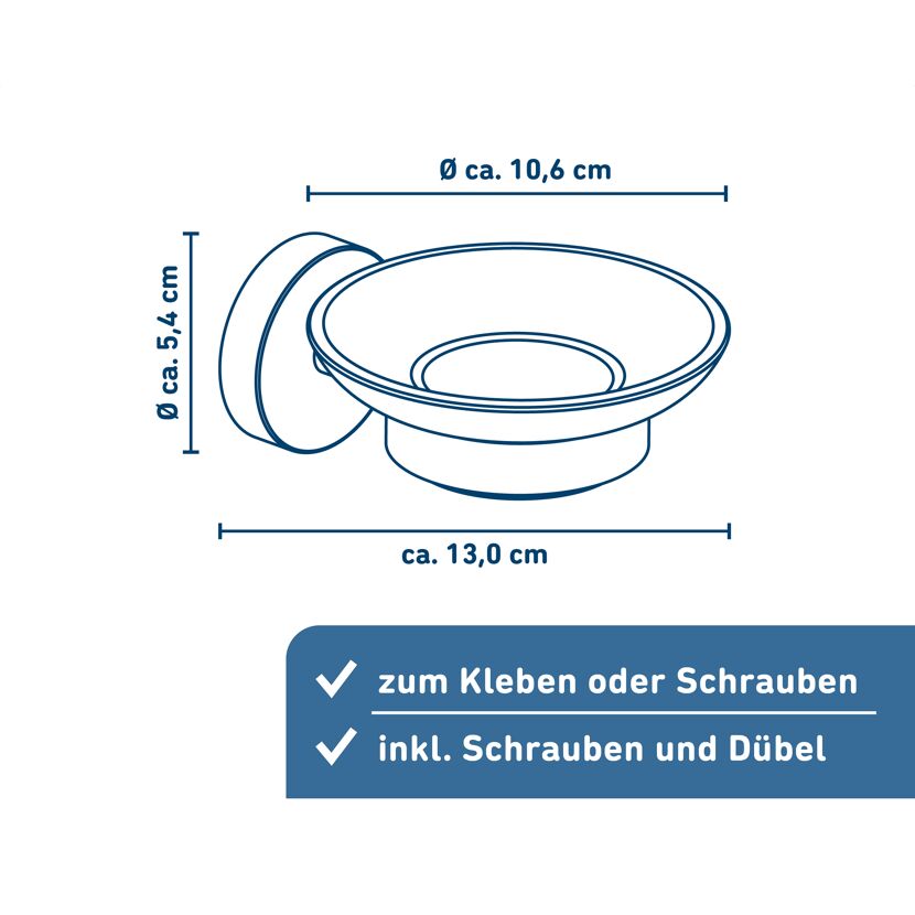 Schwarze Seifenablage mit den Maßen