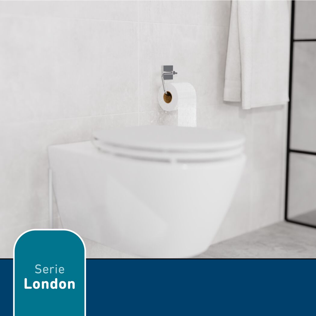 Toilettenpapierhalter 'London' chromfarben matt gebürstet