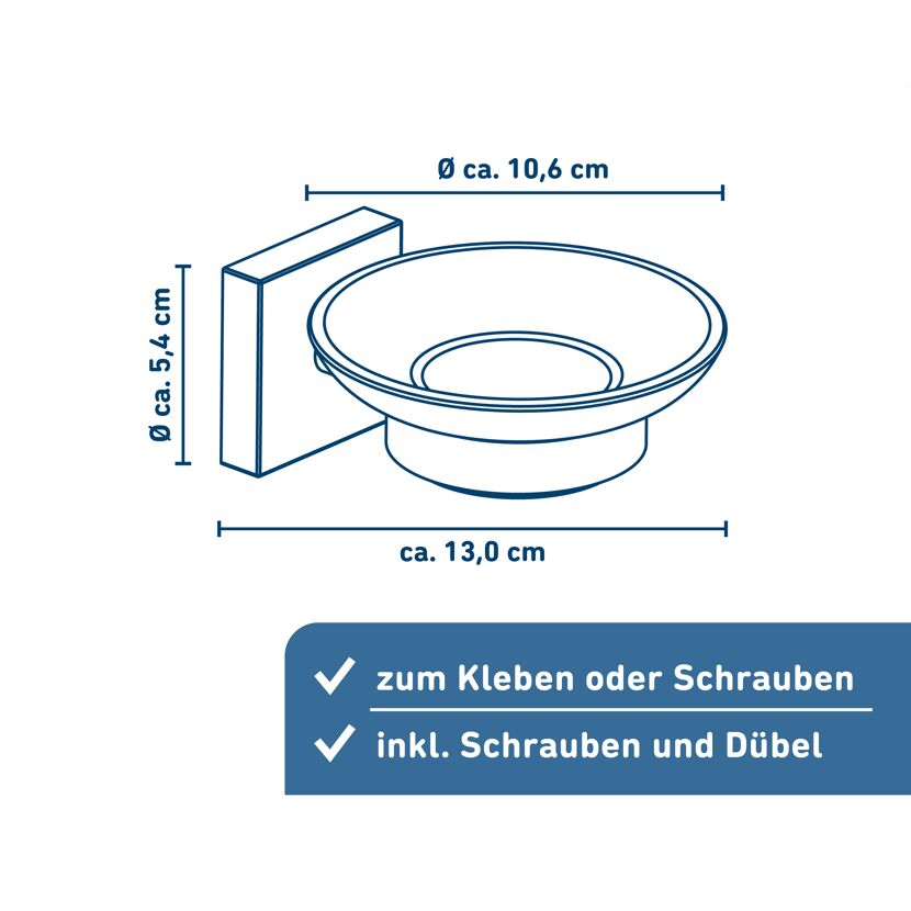 Seifenablage LONDON, matt, zum Kleben oder Schrauben