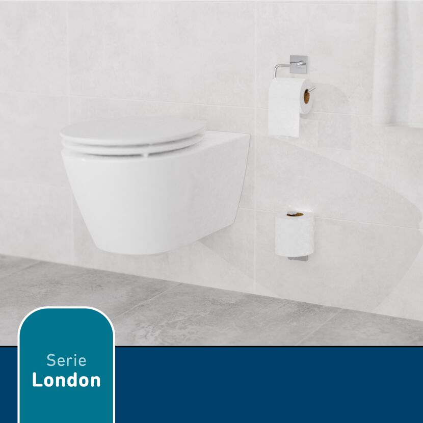 Hängendes WC, Serie London, mit WC-Papierhalter