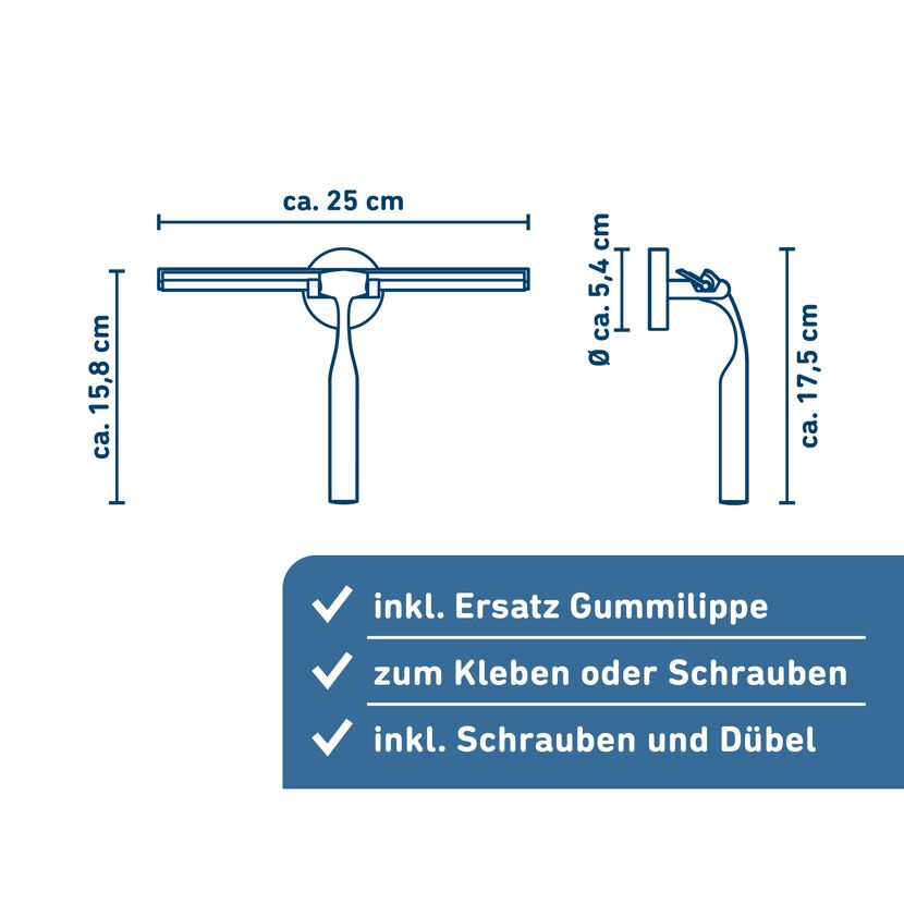 Duschwischer mit Maßen und Ersatzlippe