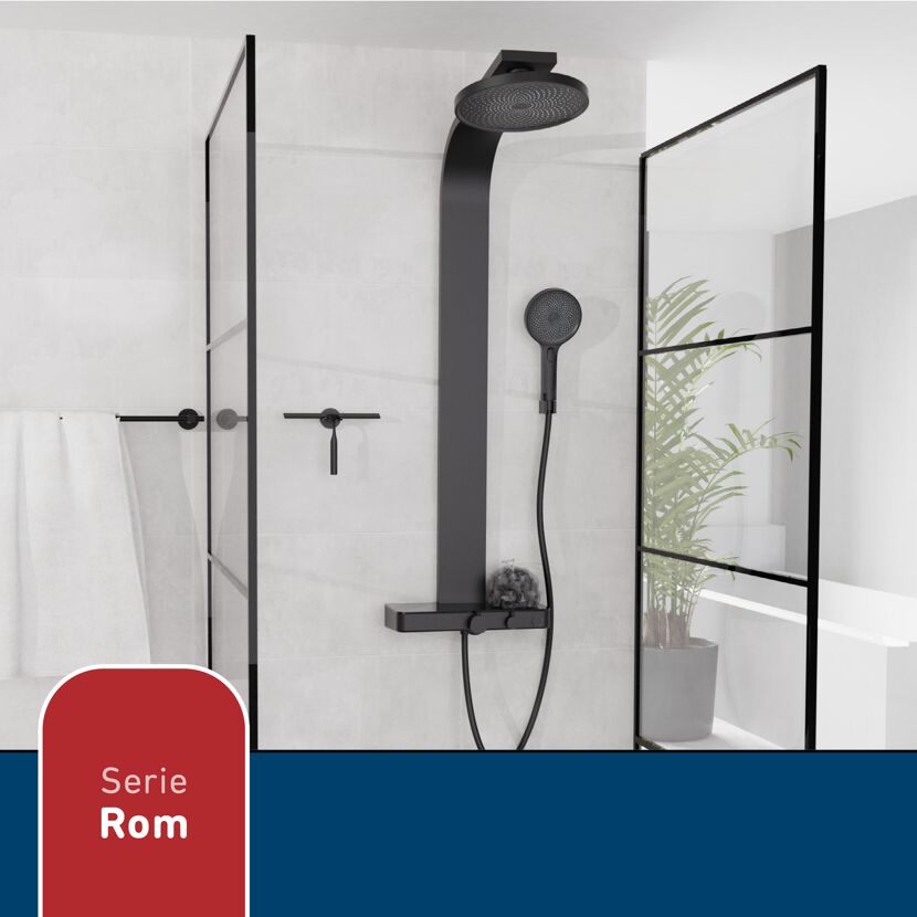 Schwarze Duscharmatur der Serie Rom
