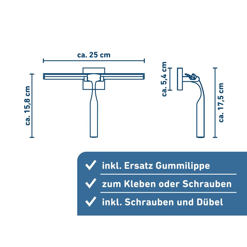 Duschabzieher mit Maßen
