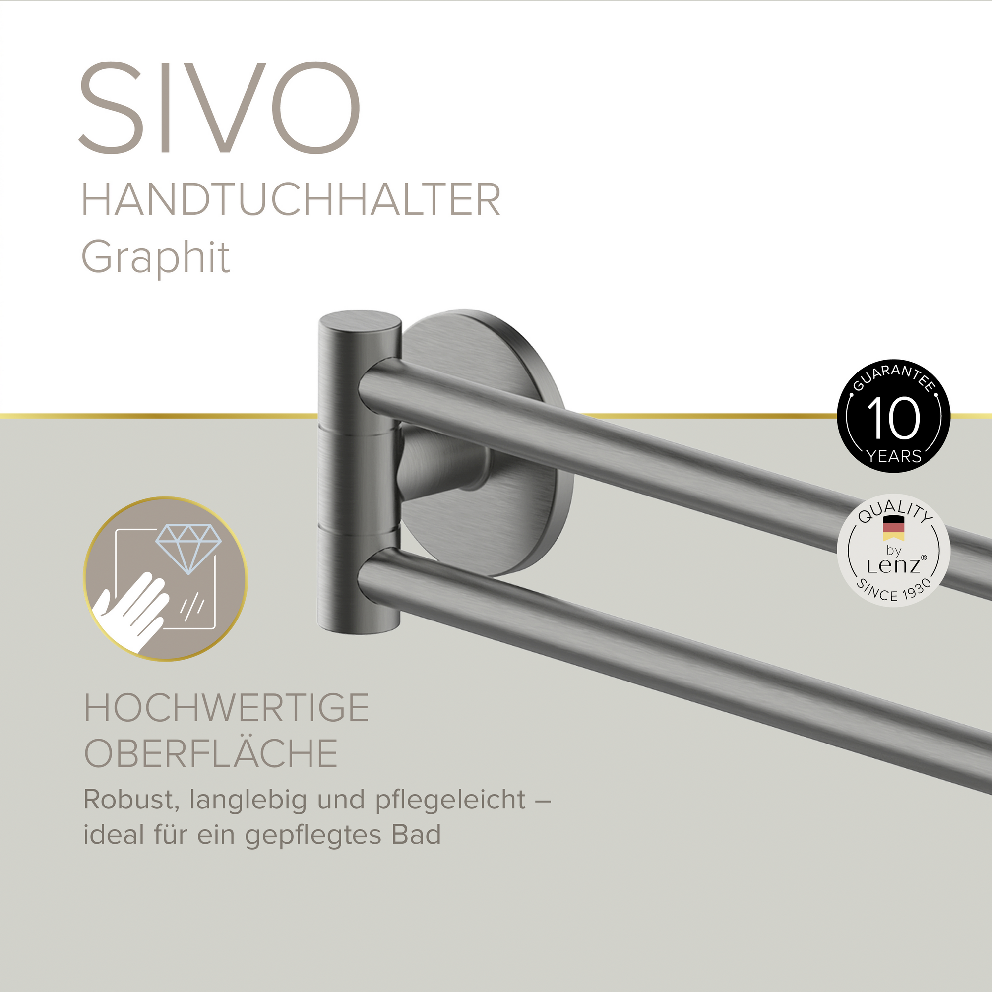 Handtuchhalter 'Sivo' schwenkbar Graphitfarben 43 cm