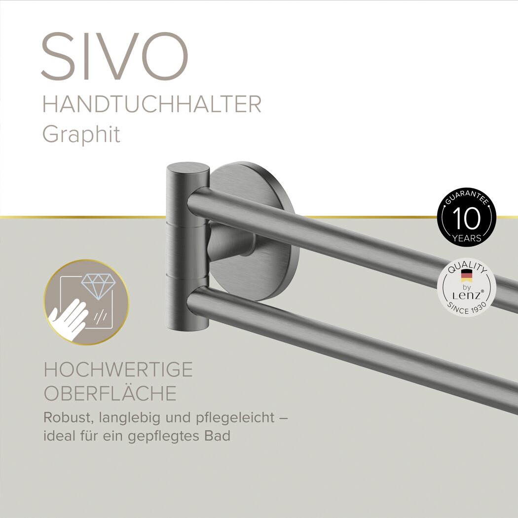 Handtuchhalter 'Sivo' schwenkbar graphitfarben 43 cm
