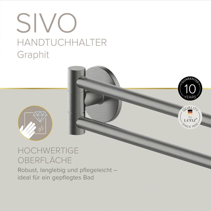 Handtuchhalter 'Sivo' schwenkbar Graphitfarben 43 cm