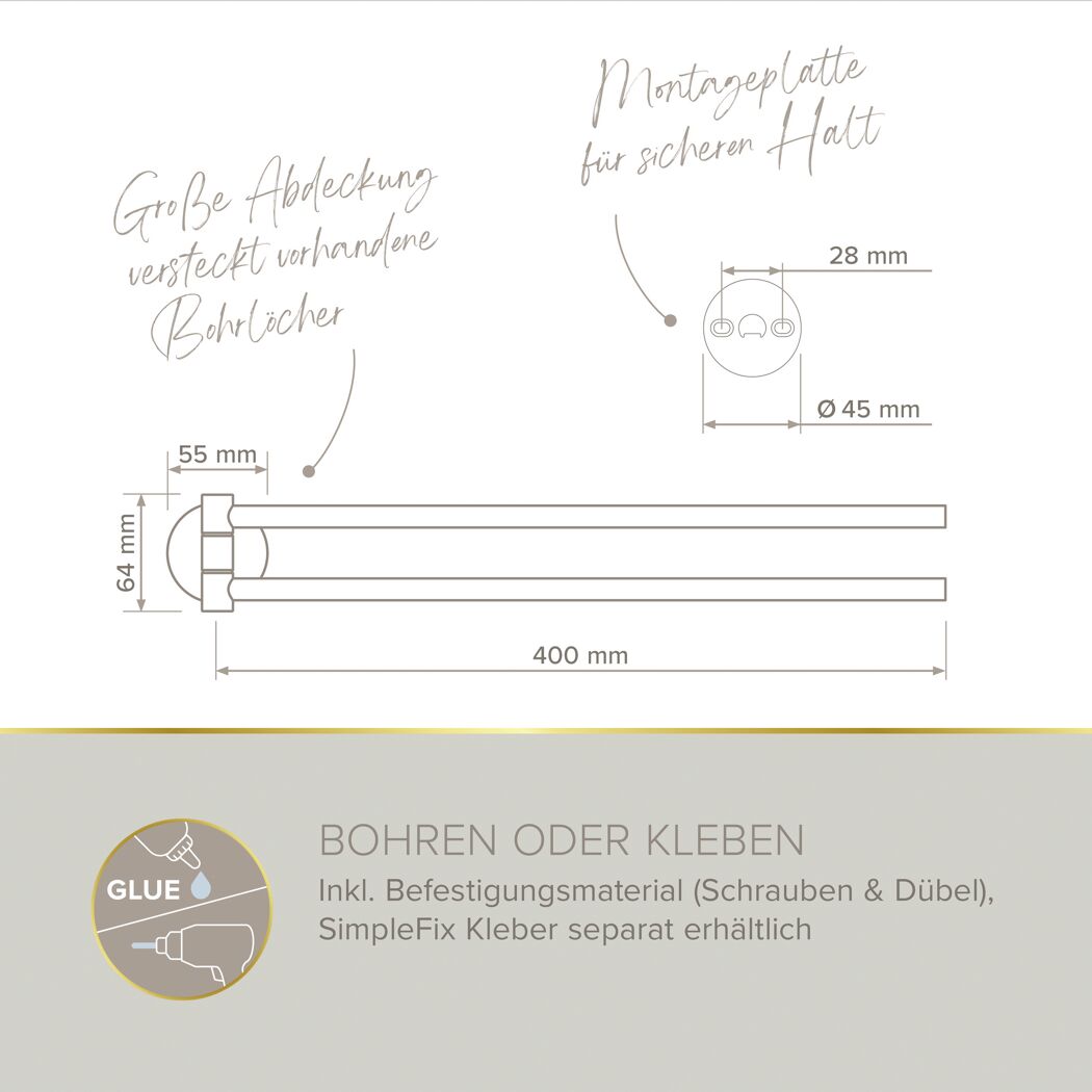 Handtuchhalter 'Sivo' schwenkbar graphitfarben 43 cm
