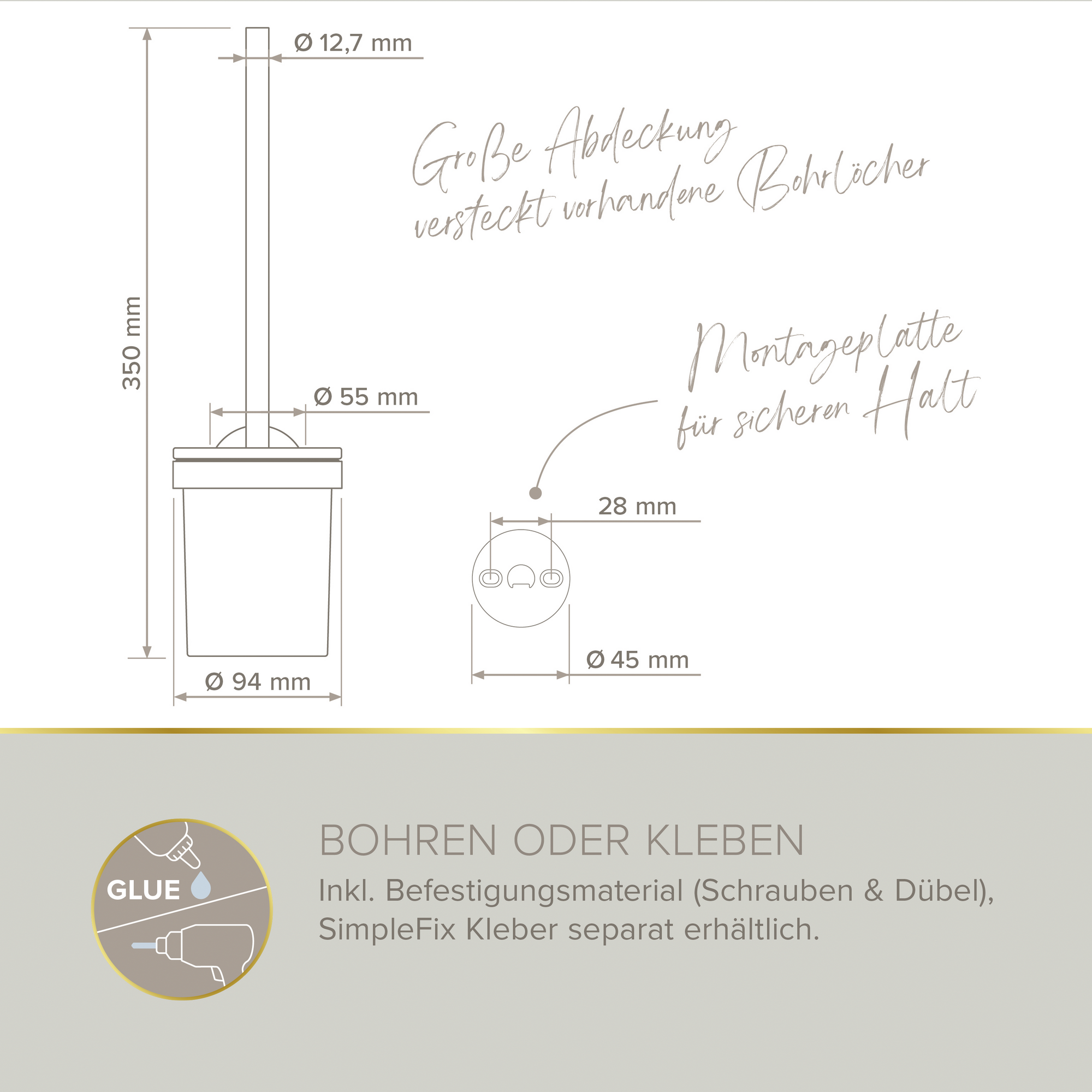 Bürstengarnitur 'Sivo' Graphitfarben 36,5 cm