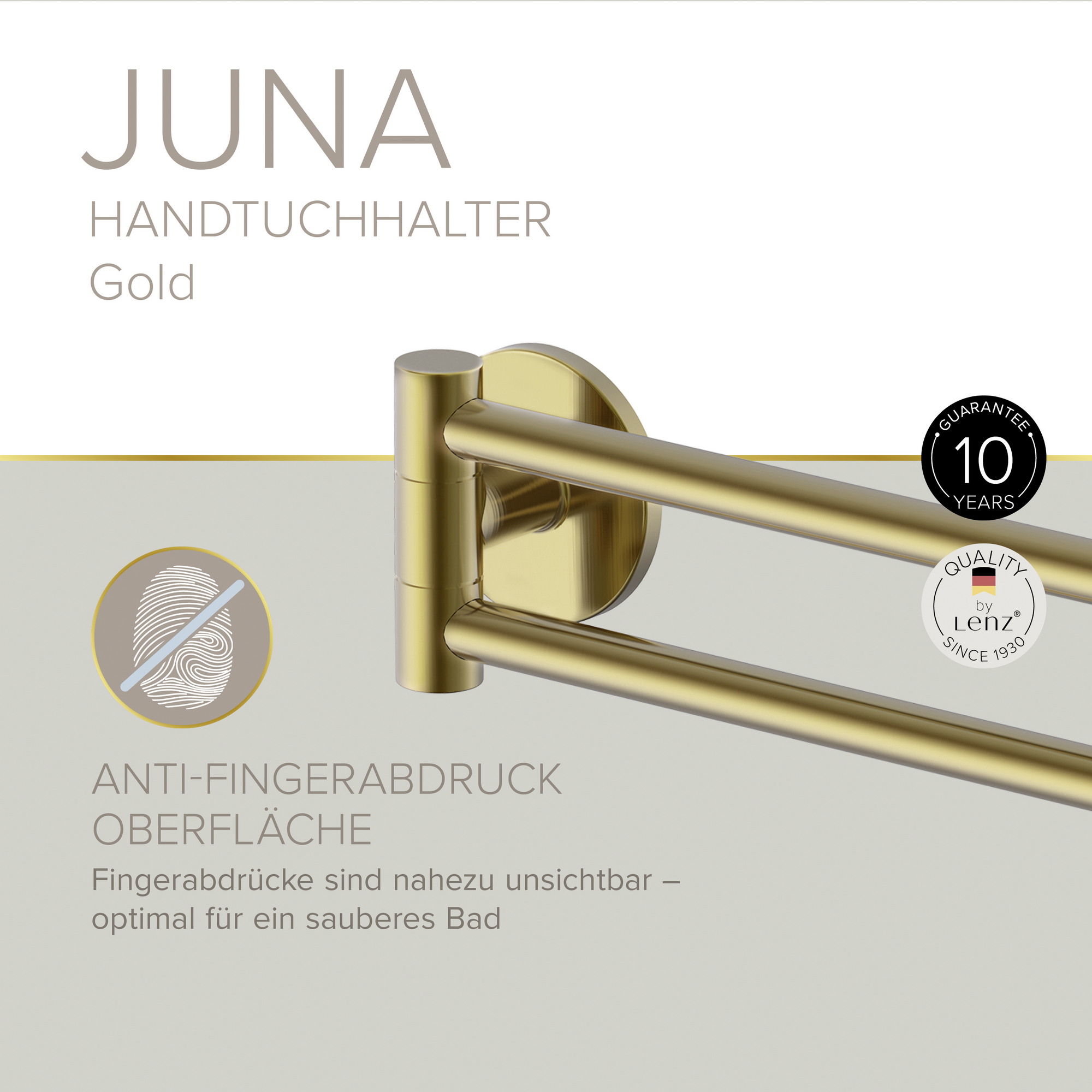 Handtuchhalter 'Juna' matt gold 40 cm schwenkbar