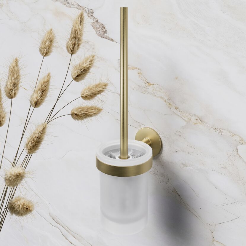 WC-Bürstengarnitur 'Juna' matt gold mit Glashalterung, wandhängend