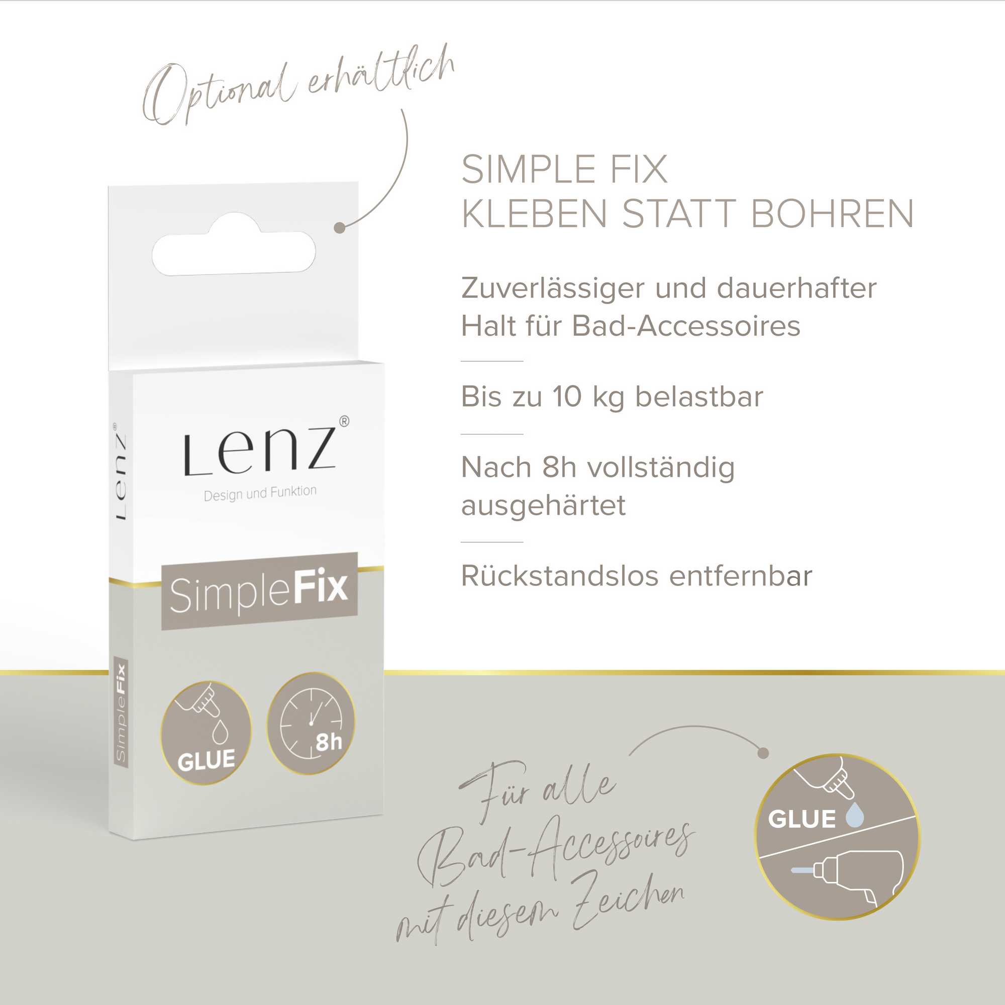WC-Bürstengarnitur 'Juna' matt gold mit Glashalterung, wandhängend
