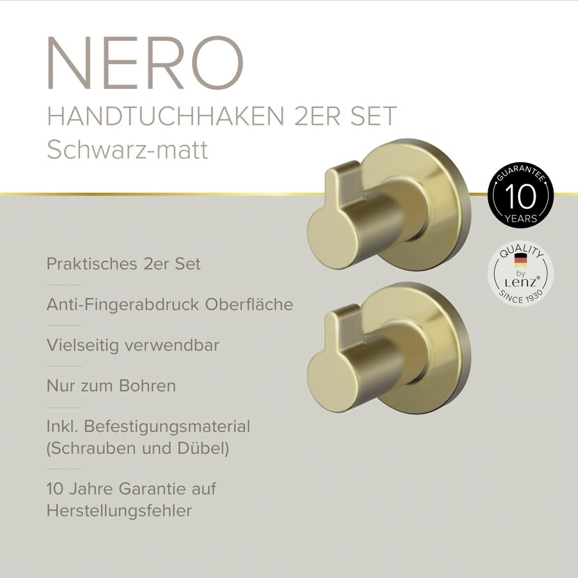 Handtuchhaken 'Juna' Ø 35 mm gold 2er-Set