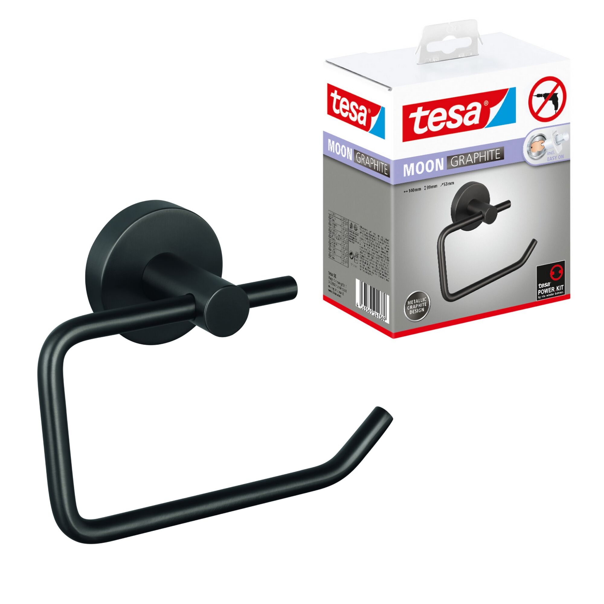 Schwarzer WC-Rollenhalter, Tesa