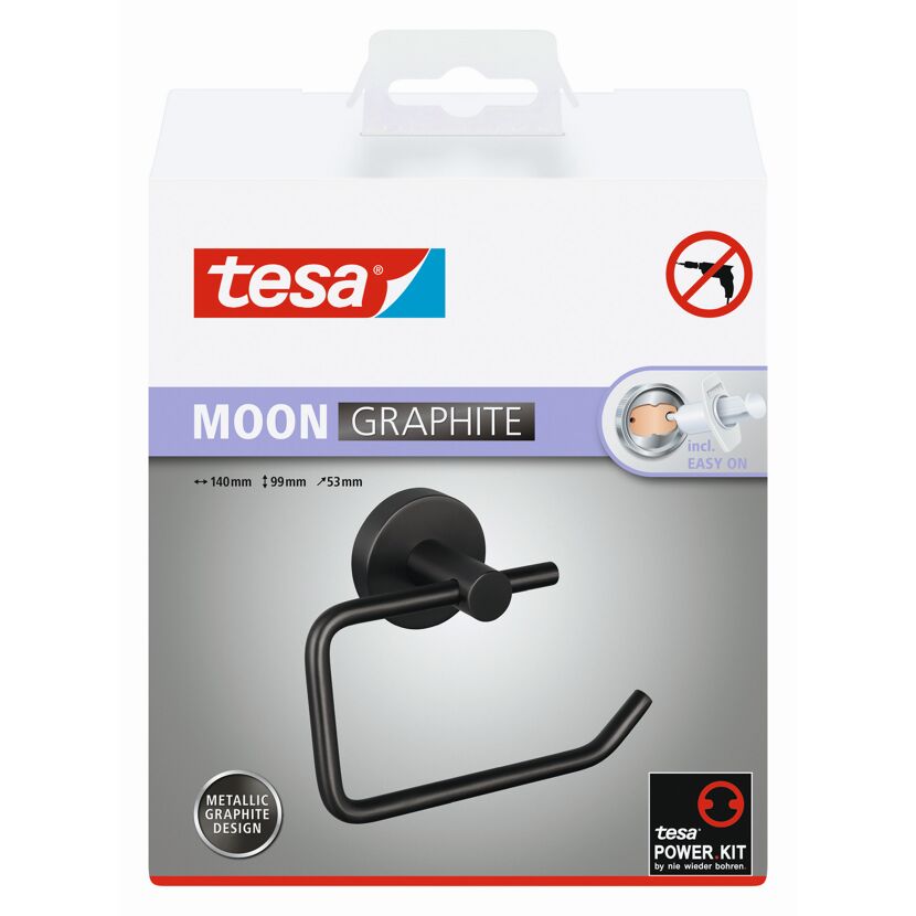 Schwarzer Toilettenpapierhalter, Tesa Moon