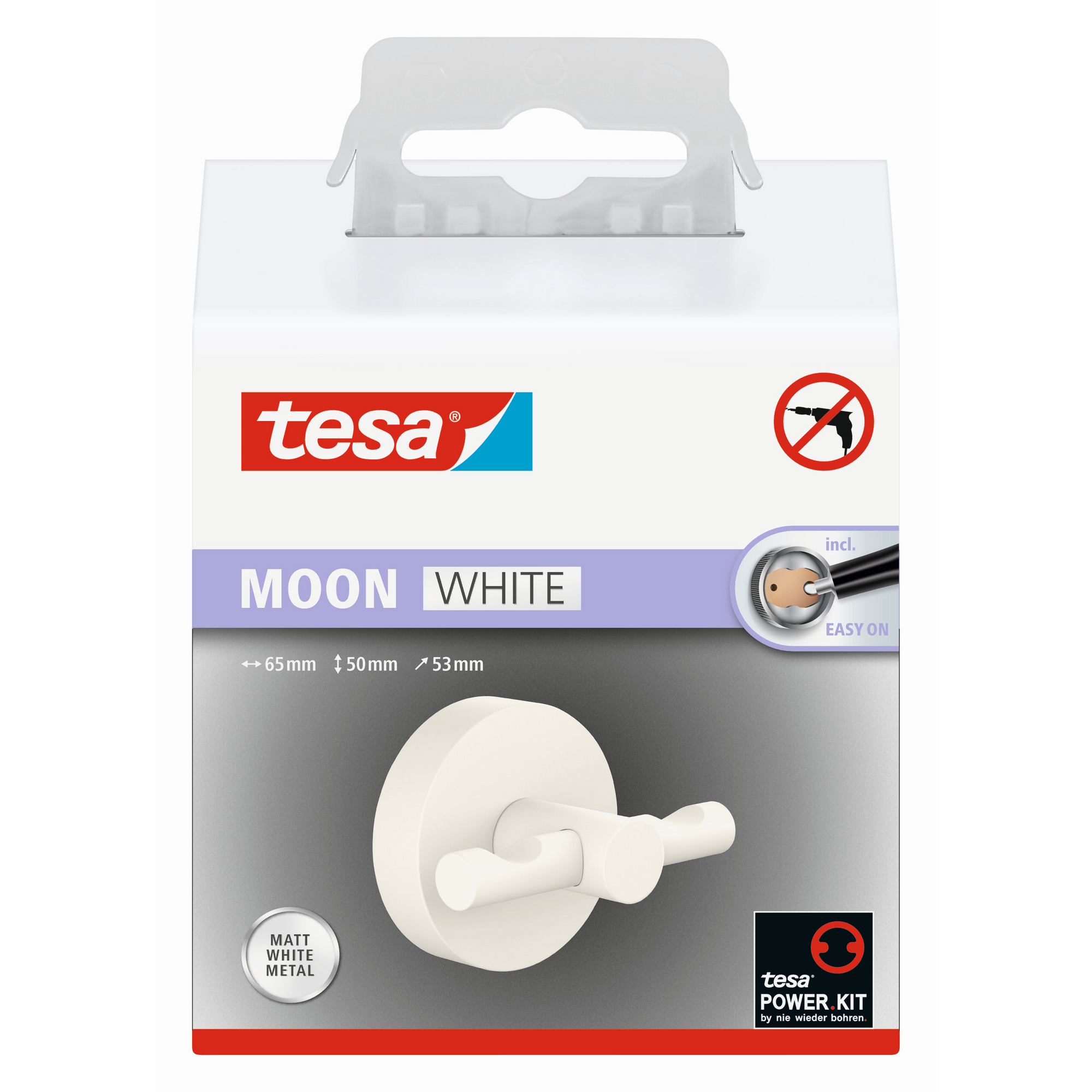 Bademantelhaken 'Moon White' weiß matt selbstklebend + product picture