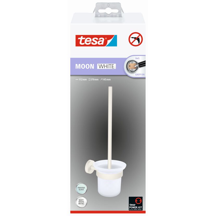 Weiße WC-Bürste mit Halterung, Marke: Tesa