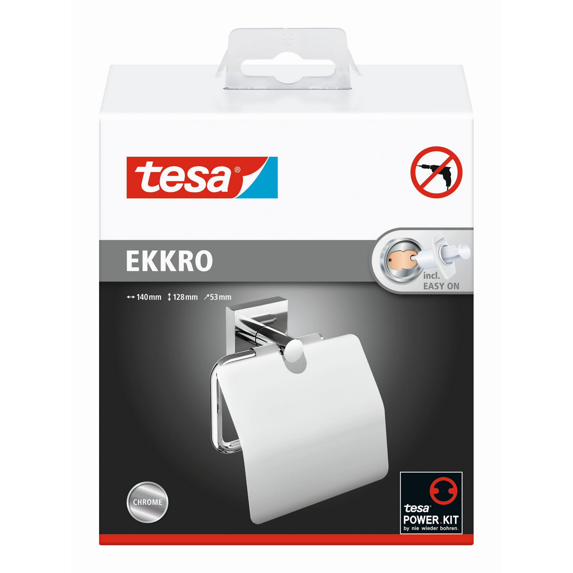 WC-Papierrollenhalter 'Ekkro' hochglanzverchromt mit Deckel mit Klebelösung  14 x 12,8 x 5,25 cm + product picture