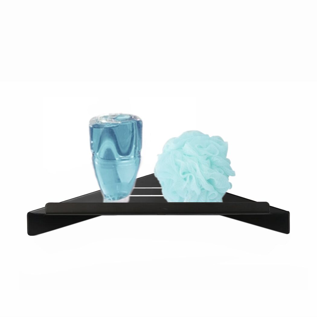 Schwarzes Eckregal aus Glas