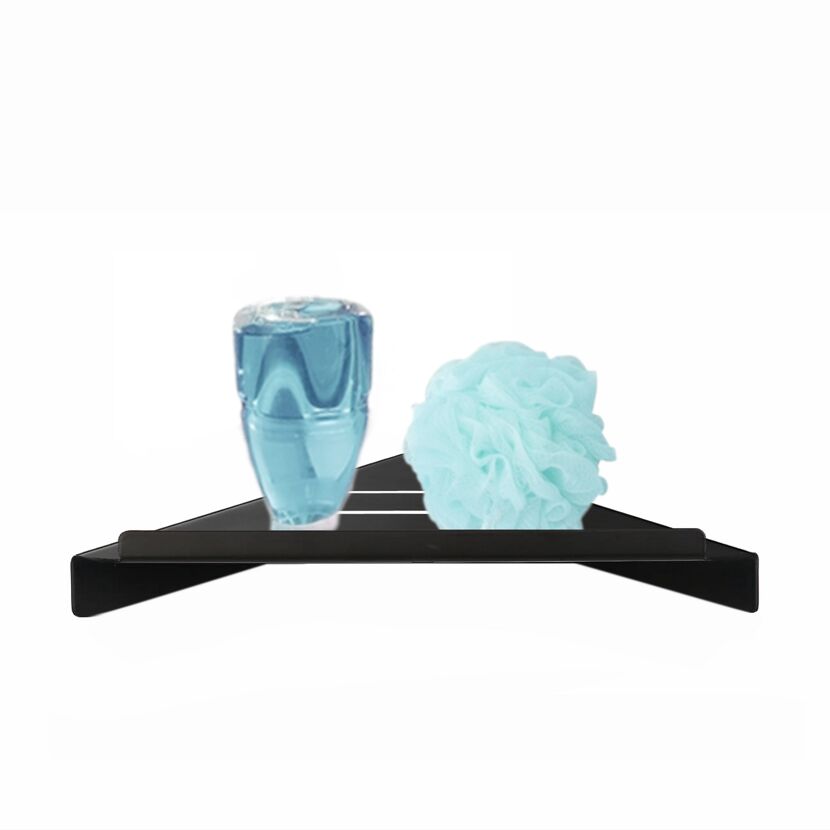 Schwarzes Eckregal aus Glas