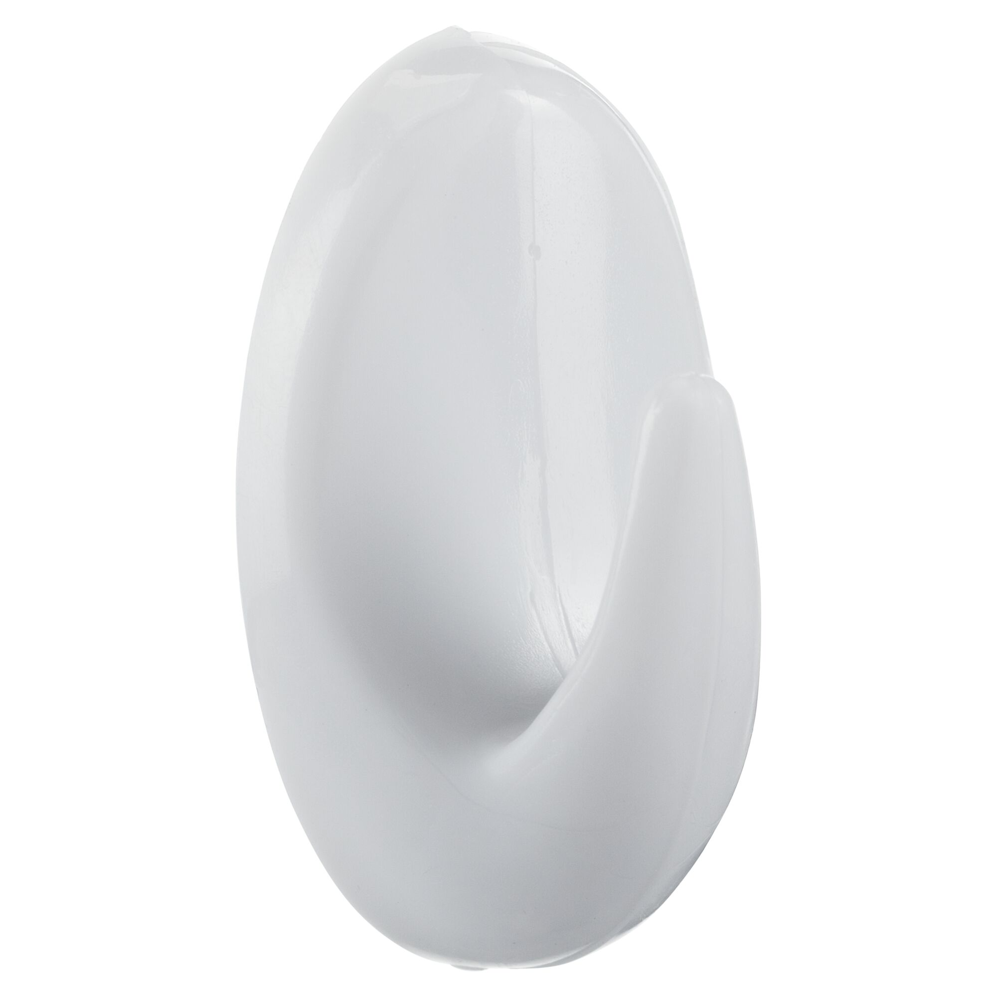 Weißer, selbstklebender Zwerghaken aus Kunststoff.