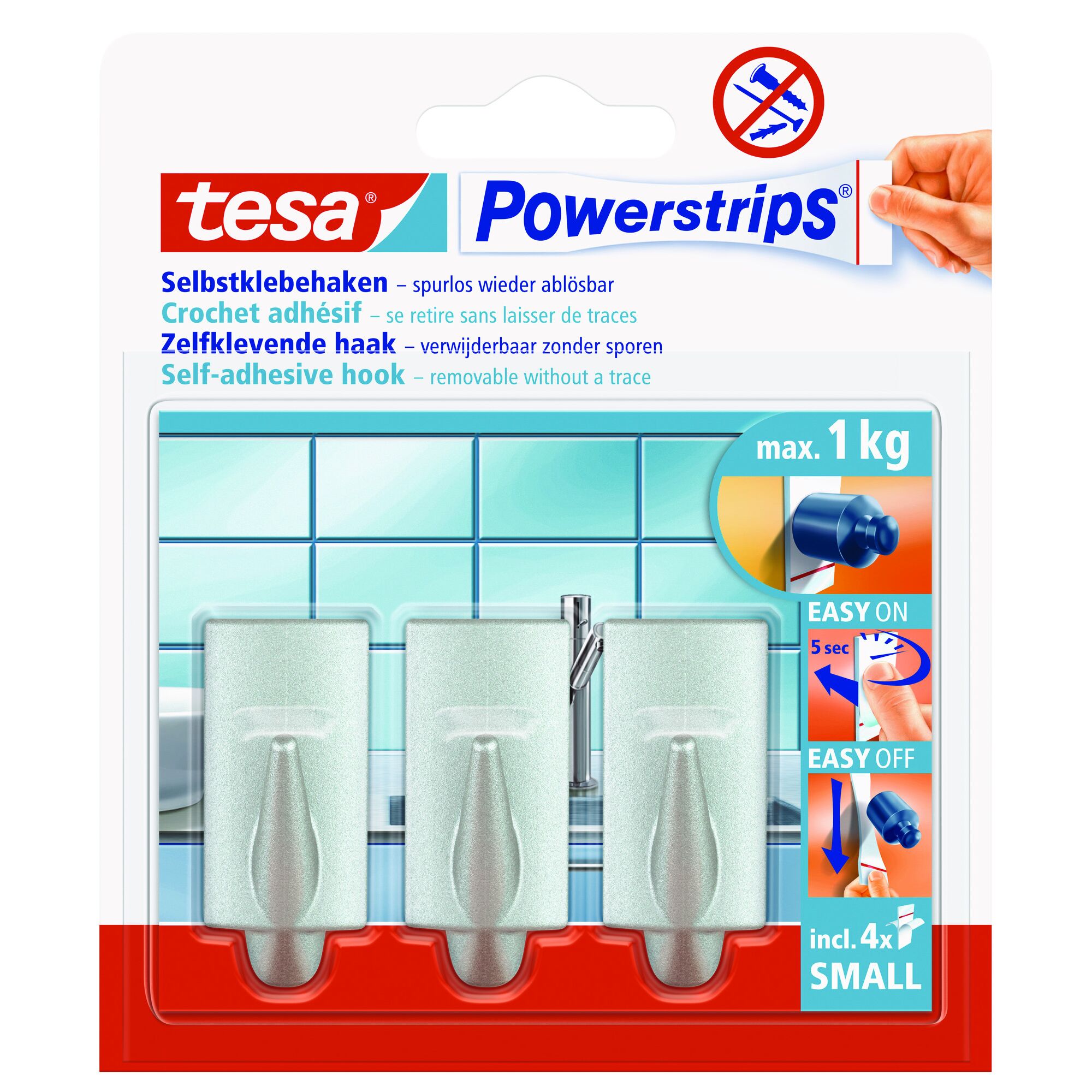 Tesa Powerstrips Klebehaken Small, 4 Stück