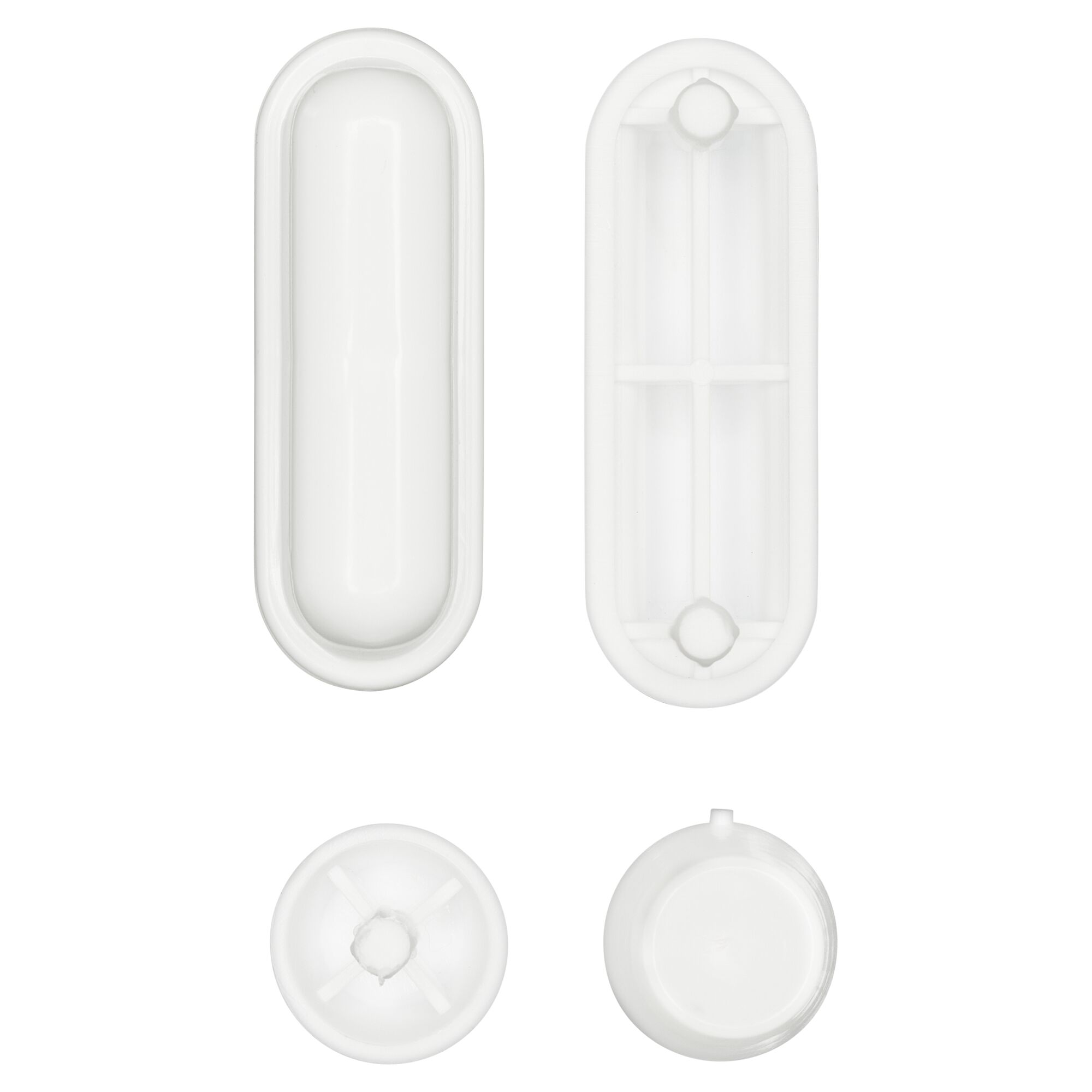 Vier weiße WC-Sitz-Puffer