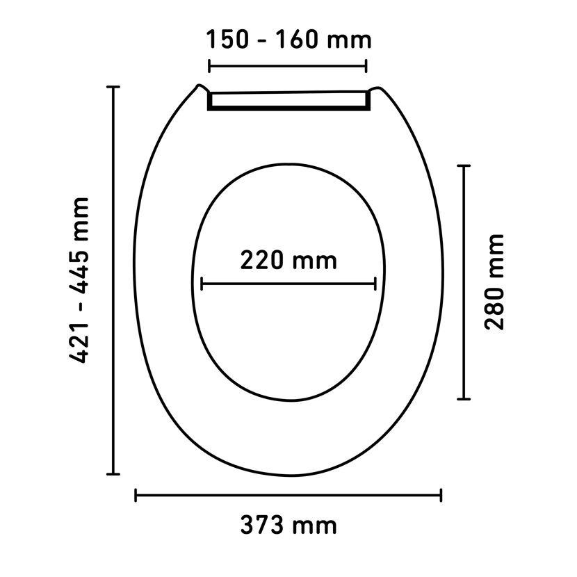 WC-Sitz mit Maßen