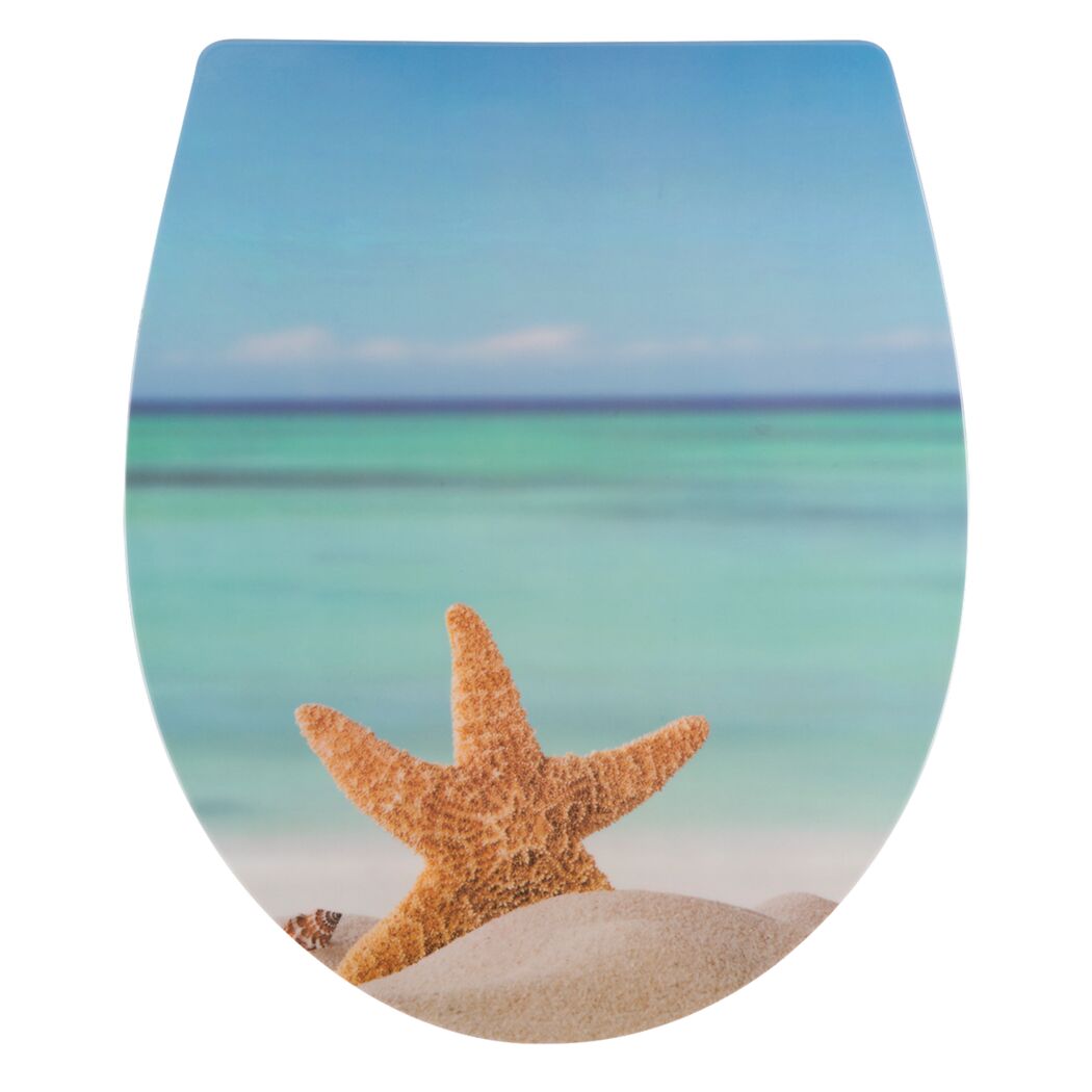WC-Sitz mit Seestern-Motiv am Strand