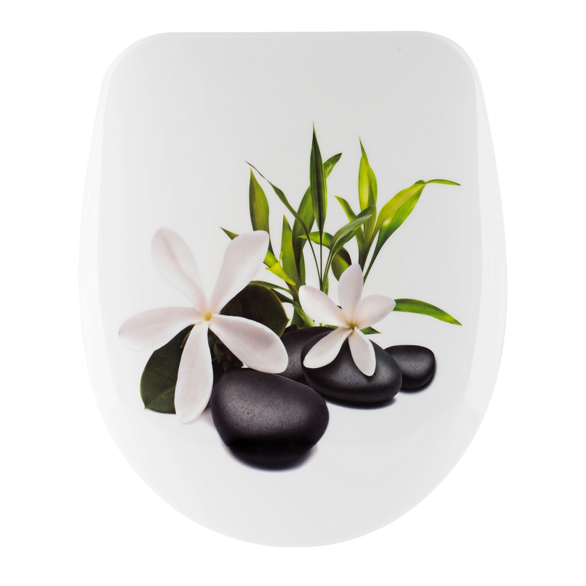 WC-Sitz mit Bambus und Steinen