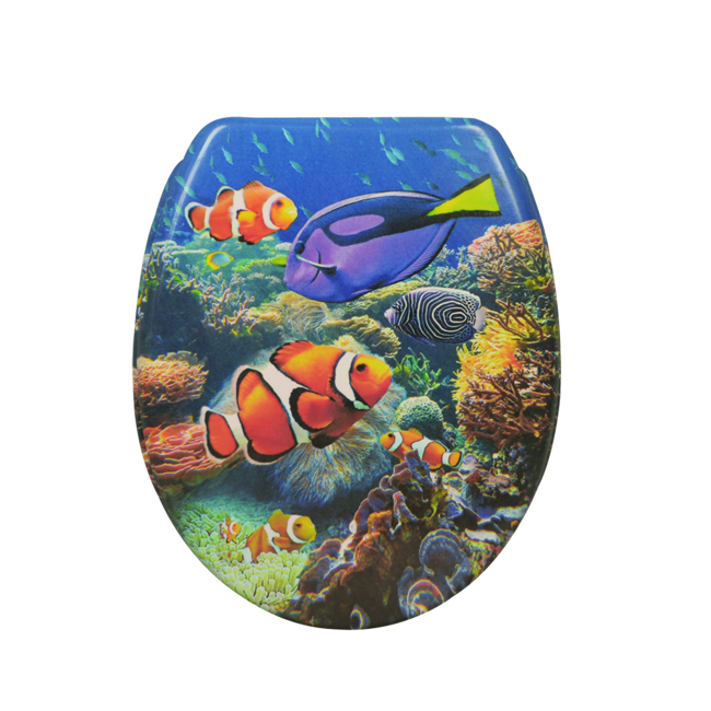 Bild von WC-Sitz 'Aquarium' mehrfarbig Duroplast Absenkautomatik 45 x 37,5 cm