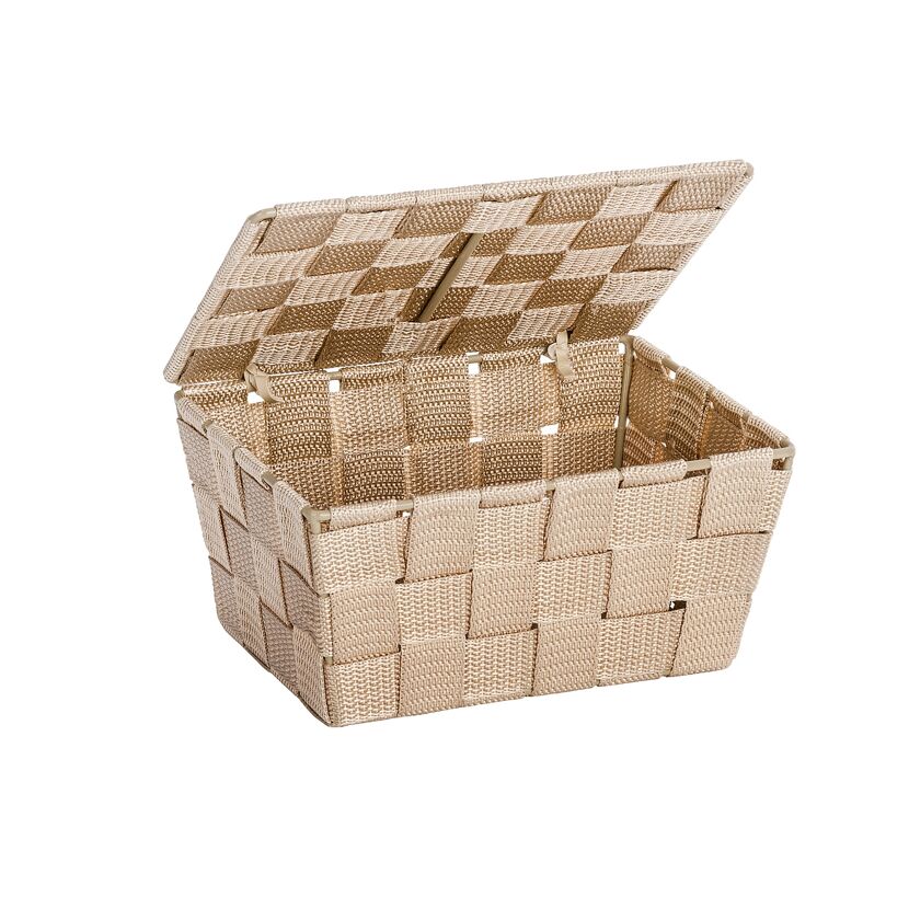 Aufbewahrungskorb 'Adria' mit Deckel beige 14 x 19 x 10 cm