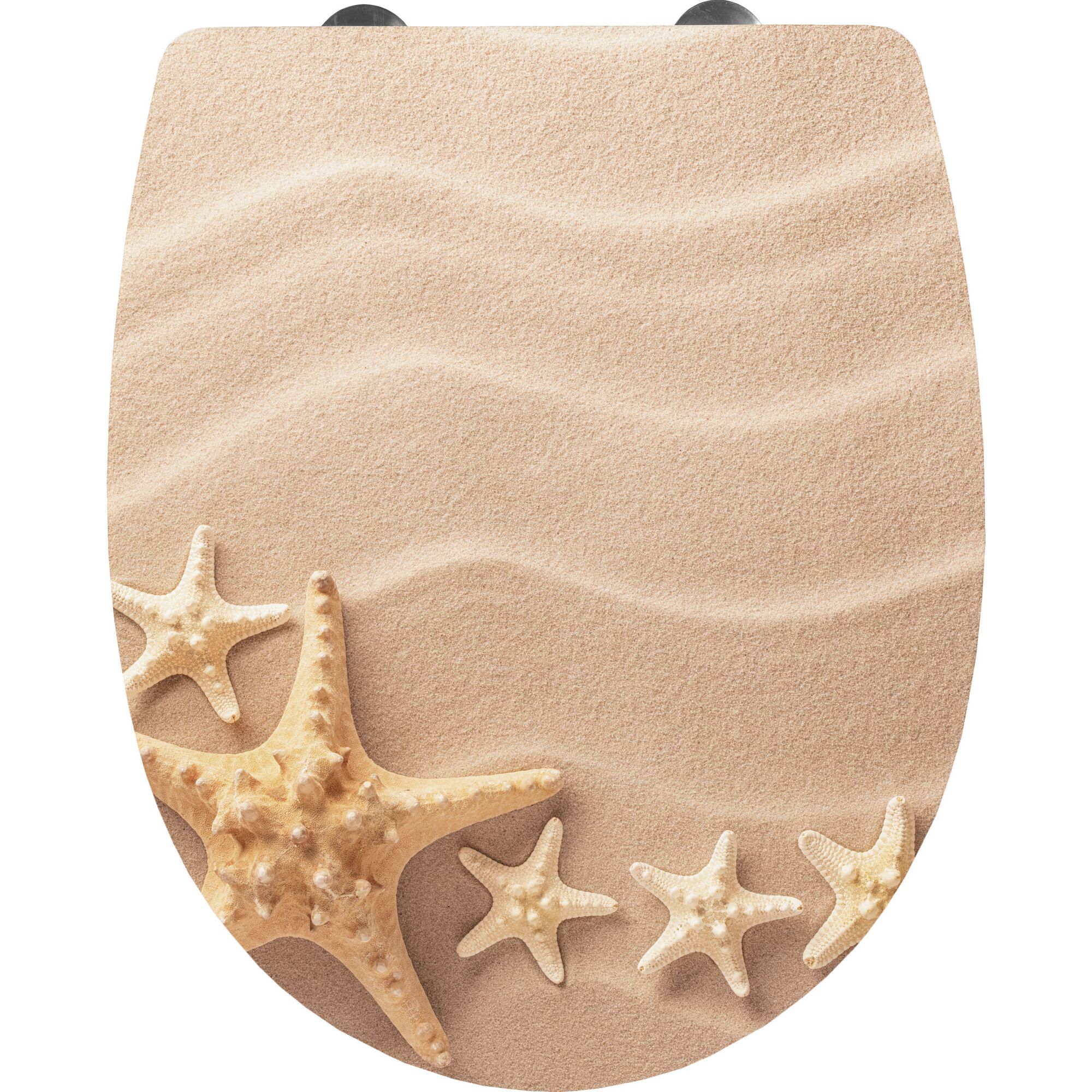 WC-Sitz mit Sand und Seesternen