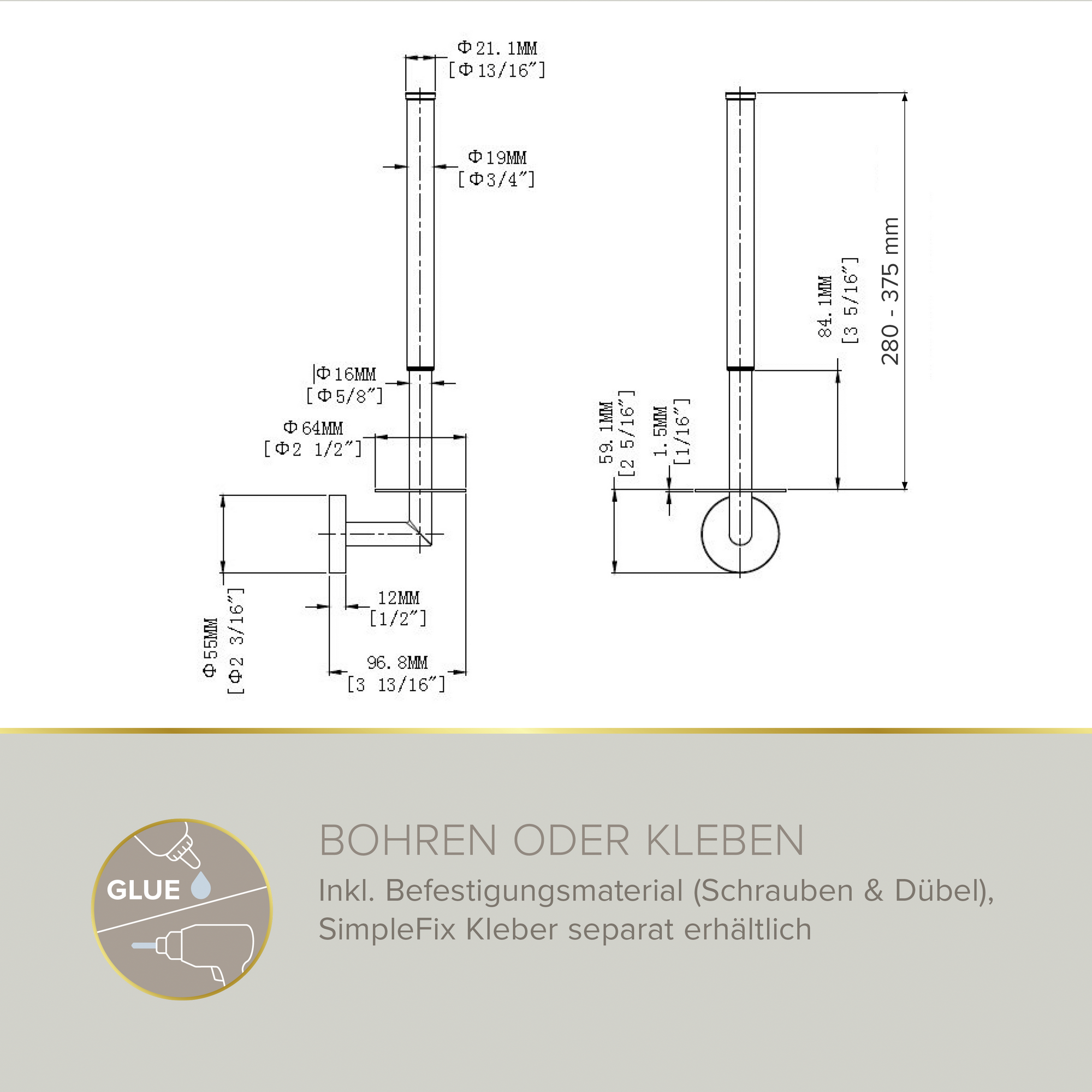 Reserve-Toilettenpapierhalter 'Soulution' teleskopierbar verchromt