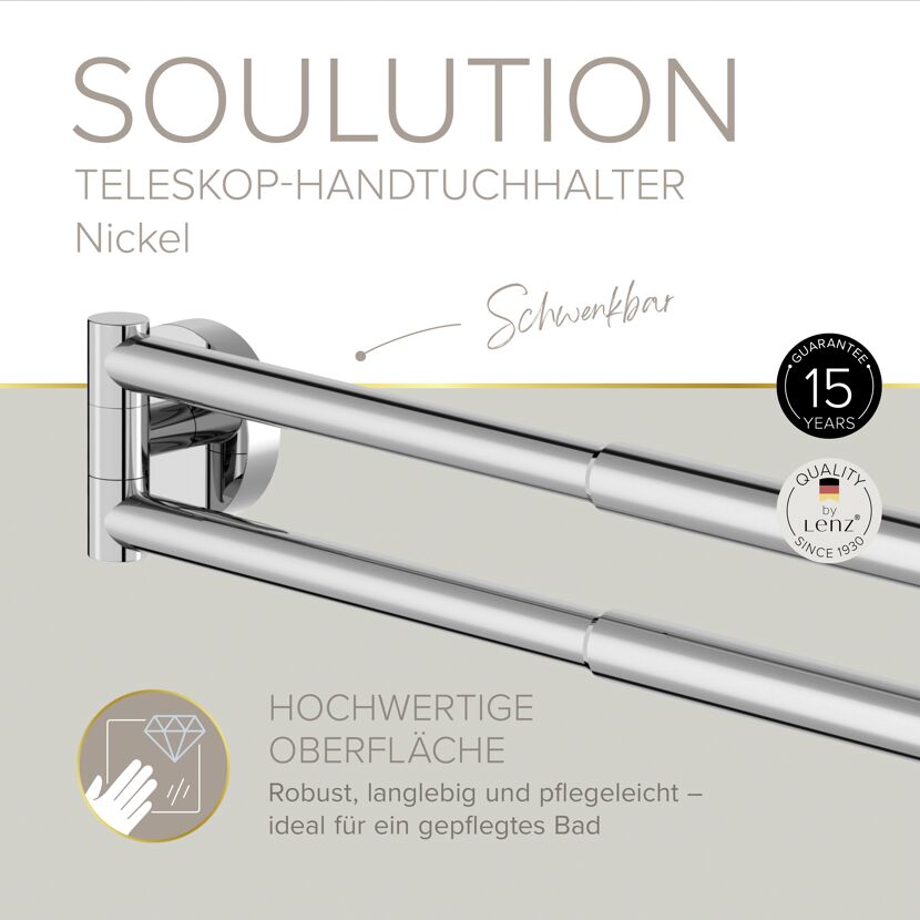 Handtuchhalter 'Soulution' doppelreihig verchromt 37-52 cm
