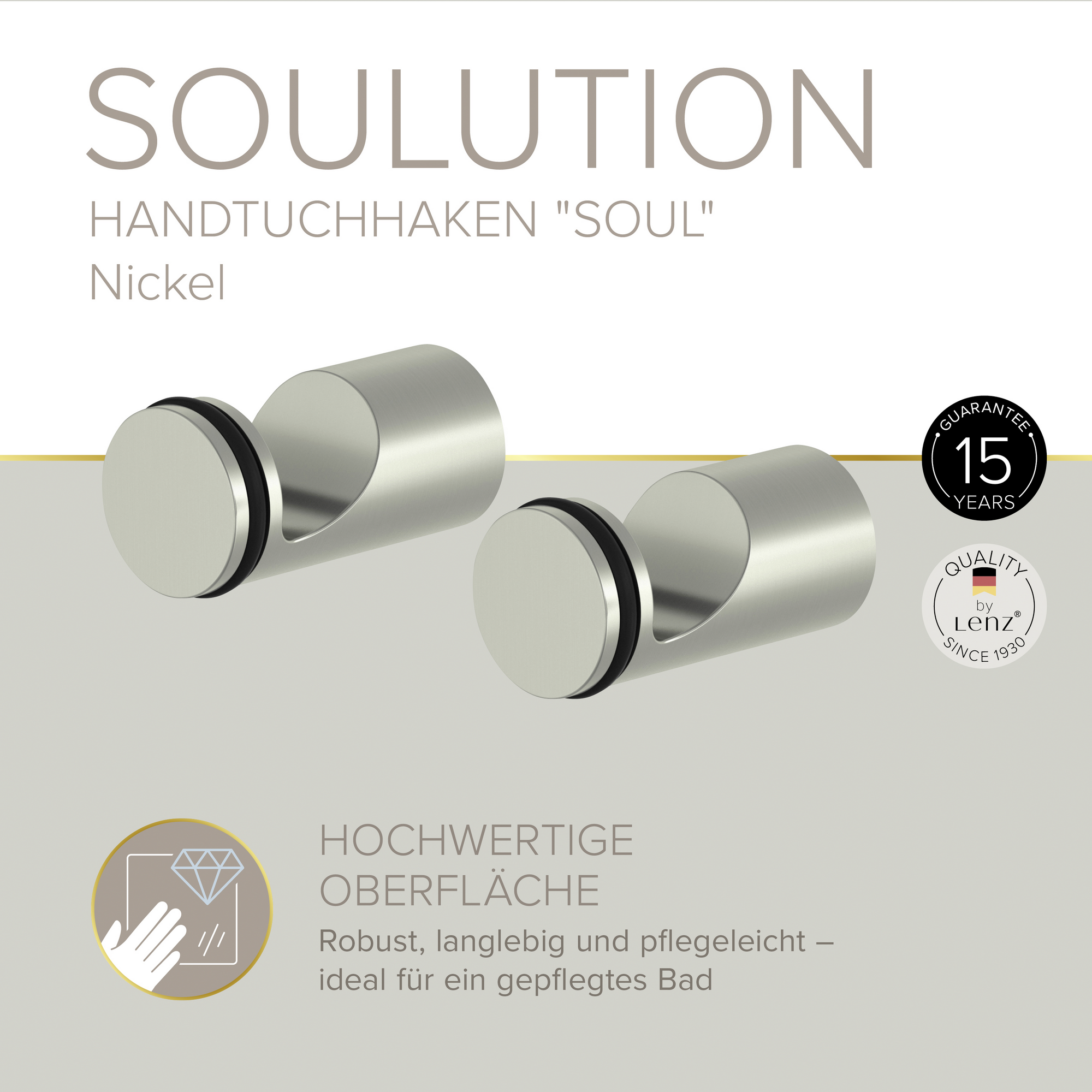 Handtuchhaken 'Soulution' rund nickelfarben 2 Stück