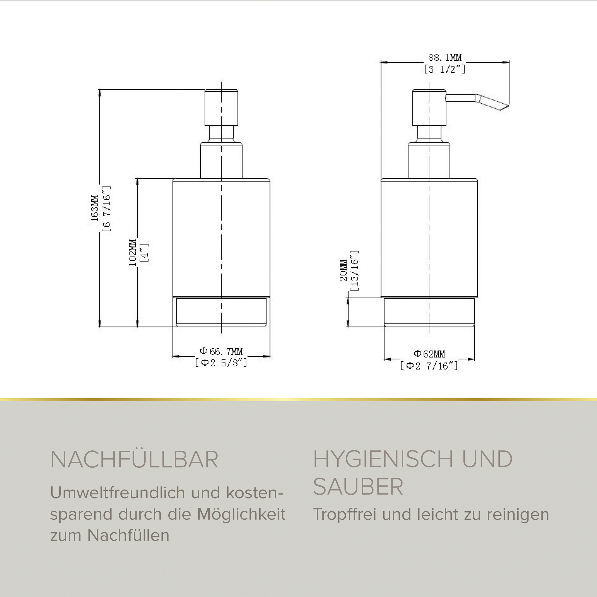 Seifenspender 'Soulution' rund nickelfarben/weiß